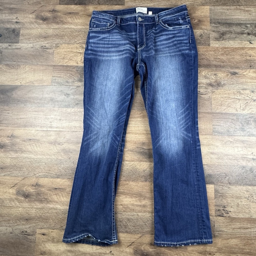 BKE Payton Women's Bootcut Jeans Dark Wash Whiskering 33x31.5 - Picture 2 of 10